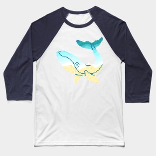 Modern Pixel Sea Whale Baseball T-Shirt